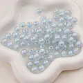 Perle rotonde in acrilico azzurro satinato iridescente per creazione gioielli DIY - Blu Iridescente
