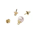 14K gold plated pearl cup connector with ring for jewelry making and DIY earrings - Small Ring Pearl Cap / 5X8mm Hole 1mm