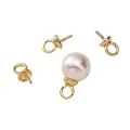 Gold plated 14K copper pearl cap connectors with mounting pins for DIY earring making - Large Ring Pearl Cap / 5X11mm Hole 3mm