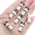 DIY cartoon cat alloy beads with blue eyes and black bow for jewelry making on palm - 10x22mm (1 Piece/Pack) / Gradient White Black