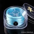 Blue 0.8mm flat elastic crystal string for bracelets with 50m spool storage box - Flat Style / Sky Blue