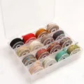 Boîte de 25 canettes à coudre colorées pré-enroulées pour loisirs créatifs - Lot de 16 couleurs (Type A) / 16 Rouleaux/Boîte (1mm)