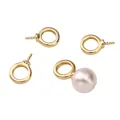 14K gold plated pearl bead caps with screw pins for DIY jewelry making - Pearl Head Fitting / 9X14mm Hole 5.8mm