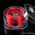 Red 0.8mm flat elastic crystal string for jewelry making in 50m spool packaging - Flat Style / Red
