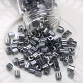 Dark grey glass tube beads with vertical stripes for DIY jewelry making and crafts - Square Beads / 4mm (Approx. 1mm Aperture, 10g/Pack, Approx. 110pcs) / Grey Blue