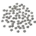Sternförmige silberne Legierungs-Zwischenperlen mit Textur für DIY-Schmuckherstellung - Stern Strukturierter Stil (#187) / 50 Stück (5mm Durchmesser) / Antiksilber