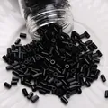 DIY crafts glossy black glass cylinder seed beads for jewelry and phone chain making - Tubular Beads / 2x4mm (Approx. 1mm Aperture, 10g/Pack, Approx. 350pcs) / Bright Black