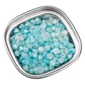 Blue and pearl white ABS camellia beads for DIY jewelry making in a metal tray - Light Blue Mix