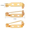 Golden 21mm double hole copper safety pin fastener for DIY jewelry and brooches - 21mm x 4.5mm (Pack of 2) / Gold