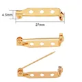 27mm golden copper safety pin with 3 holes for DIY jewelry brooch making - 27mm x 4.5mm (Pack of 2) / Gold