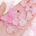 Pink frosted acrylic bow and flower charms for DIY jewelry making and handmade crafts - 20g per Pack / Pink and White