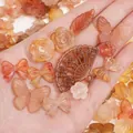 DIY acrylic frosted jelly bow charms in amber gradient for handmade jewelry making - 20g per Pack / Brown Yellow Series