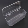 Rechthoekige transparante plastic opbergdoos met ribbelontwerp en scharnierdeksel - Enkele Doos 25x10x9cm Transparant