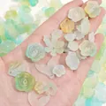DIY colorful frosted acrylic beads set featuring flowers and shells for jewelry making - 20g per Pack / Yellow-Green Series