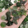 DIY jewelry kit with green frosted acrylic bow, rose and heart shaped beads - 20g per Pack / Dark Green Series