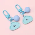 Blue cloud smiley face resin keychain charms set for bags and jewelry making - Cloud / 2 Piece Set / 1 Set (Bead 16mm/Plate 30mm/Total 6cm) / Blue