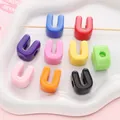 Perles en acrylique en forme de U en 9 couleurs vives pour bijoux DIY à la main - Lettre U