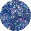 Blue glass oval beads with AB iridescent finish for DIY jewelry and bracelets - 10g Pack (Approx. 54 Pieces) / Sapphire Blue