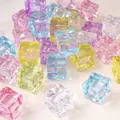 18mm multi-colored acrylic ice cubes with transparent cubic shape for DIY jewelry making - 10 Pieces/Pack 18mm / Random Mixed Colors