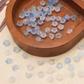 Perles fleurs en acrylique 6x3mm bleu et blanc avec taches dorées pour bijoux DIY - Environ 6x3mm, Trou 1mm, 10g/Paquet (Environ 110 Pcs) / Bleu Ciel et Blanc