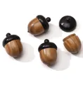 Handcrafted wooden acorn pendant box with screw lid for jewelry making and charms - 21x31mm (Aperture approx. 1.2mm) 1 Piece/Pack / Ebony and Green Sandalwood
