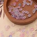 Frosted acrylic flower beads with gold foil in soft pastel colors for DIY jewelry - Approx 6x3mm, Hole 1mm, 10g/Pack (Approx 110 Pcs) / Purple Red Floral