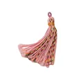 Pink handmade Tibetan cotton tassel with colorful accent threads and gold wire wrap - 1 Piece / Pink