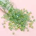 4mm Green AB Aurora Bicone Glass Seed Beads in a bottle for DIY jewelry making - Yellow-Green