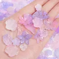 Frosted acrylic DIY jewelry beads in gradient pink and purple bow and flower shapes - 20g per Pack / Purple Series
