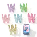 Iridescent pastel hair claw clips set with 7 pieces in colorful aurora plastic finish - Letter W / 5 Pieces/Pack (Hole Approx. 6mm)