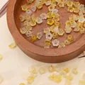 Mix of frosted white and transparent yellow acrylic flower beads for DIY jewelry making - Approx 6x3mm, Hole 1mm, 10g/Pack (Approx 110 Pcs) / Yellow and Green