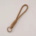 Handmade khaki paracord keychain with durable nylon weave and round metal spring clasp - Total Length 16cm, Buckle Diameter 23mm (1 Piece) / Brown
