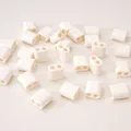 Bulk white ABS plastic cord locks with dual-hole design for clothing drawstrings - 2 Pieces/Pack (15x15mm) / Beige