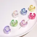 Aurora-coated acrylic C-shaped beads for DIY jewelry making in various gradient colors - Letter C / 5 Pieces/Pack (Hole Approx. 6mm)