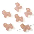 Pink dog-shaped glass beads with gold marbling for DIY jewelry making and bracelets - Puppy Bead