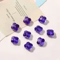 Nueve cuentas de vidrio trébol violeta de 13mm para crear joyas y pulseras personalizadas - 10 Piezas/Paquete (13mm) / Azul Zafiro