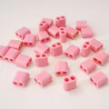 Pink double-hole acrylic adjustable cord toggles for DIY bracelets and clothing drawstrings - 2 Pieces/Pack (15x15mm) / Pink