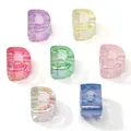 Set iriserende D-vormige acryl alfabet kralen in felle kleuren voor DIY sieraden maken - Letter D / 5 Stuks/Verpakking (Gat ca. 6mm)