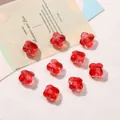 Translucent dark red four-leaf clover glass beads for DIY jewelry making and crafts - 13mm (Aperture Approx. 1.2mm) 10 Pcs/Pack / Transparent Red