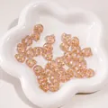 Pink translucent cat-shaped glass beads with gold details for DIY jewelry making - Vintage Cat
