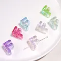 Letter F aurora acryl kralen met iriserende afwerking voor DIY kettingen en sieraden - Letter F / 5 Stuks/Verpakking (Gat ca. 6mm)
