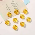Amber yellow glass clover beads for DIY jewelry making in transparent finish - 13mm (Aperture Approx. 1.2mm) 10 Pcs/Pack / Transparent Orange