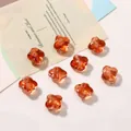 Amber translucent four-leaf clover glass beads for DIY jewelry making and bracelets - 13mm (Aperture Approx. 1.2mm) 10 Pcs/Pack / Transparent Orange Red