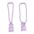 Charming lilac purple acrylic gummy bear charm pendants with matching ball bead chains - 5 Pieces/Pack (2mm Diameter, 7cm Length) / Light Purple
