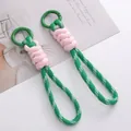 Portachiavi in paracord intrecciato rosa e verde con robusto moschettone tondo a molla - Verde