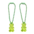 Fluorescent green acrylic gummy bear keychain with matching beaded chain accessory - 5 Pieces/Pack (2mm Diameter, 7cm Length) / Light Green