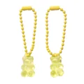 Pair of yellow acrylic gummy bear pendants with matching beaded chains for DIY crafts - 5 Pieces/Pack (2mm Diameter, 7cm Length) / Yellow