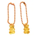 Set of two orange ball chains with translucent yellow resin gummy bear pendants - 5 Pieces/Pack (2mm Diameter, 7cm Length) / Orange