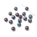 Blue floral cloisonne enamel round spacer beads for DIY jewelry making and bracelets - Floral Leaf Series - Five-Leaf Round Bead / 1 Piece Pack (8mm) / Blue