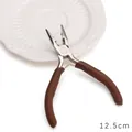 Alicates de punta fina de 12,5 cm con mango marrón para joyería y collares hechos a mano - Alicates de Crimpado de Acero al Carbono / 12.5CM / Café